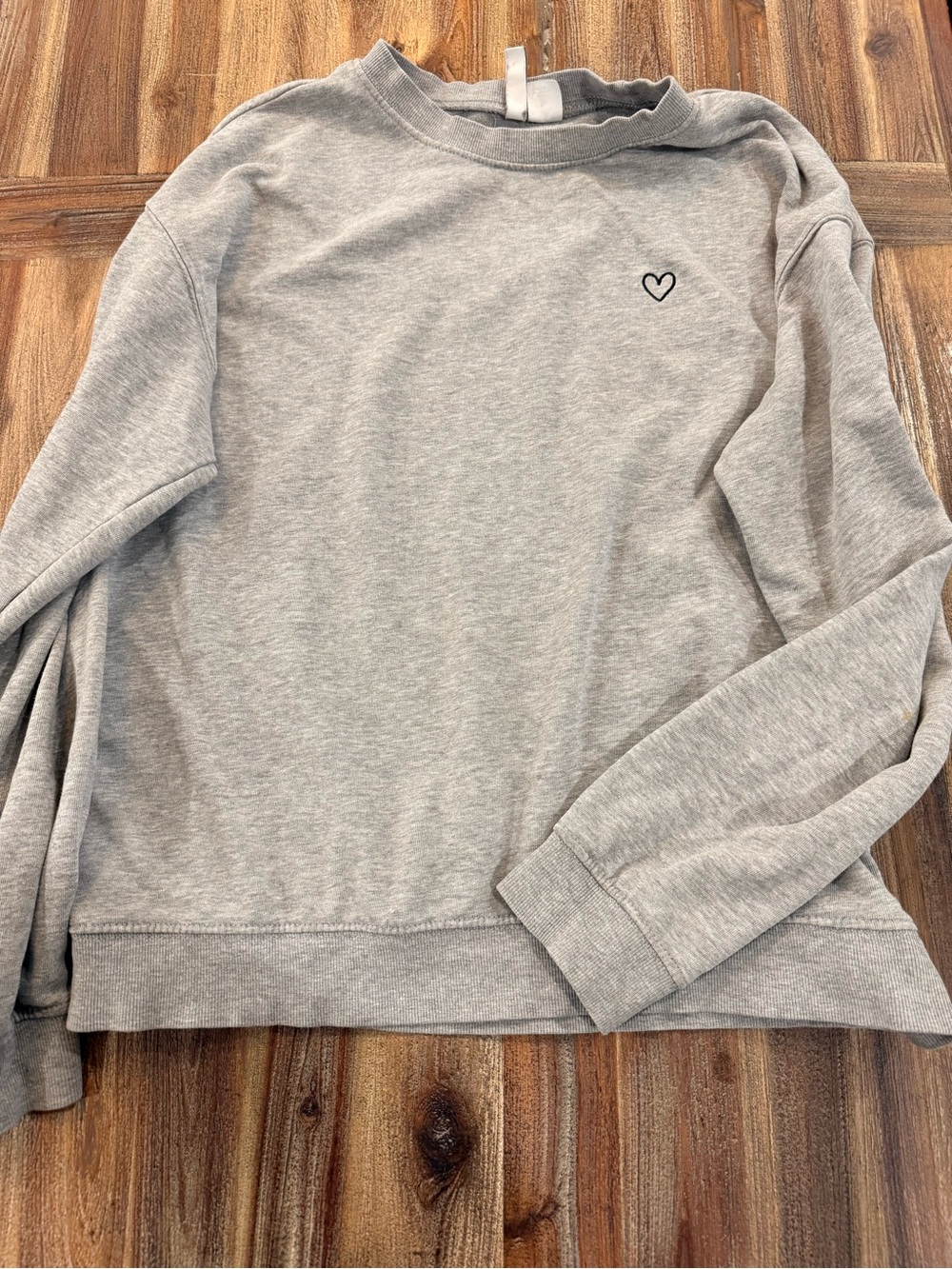 Divided H&M Light Gray Crewneck Sweater with Small Heart